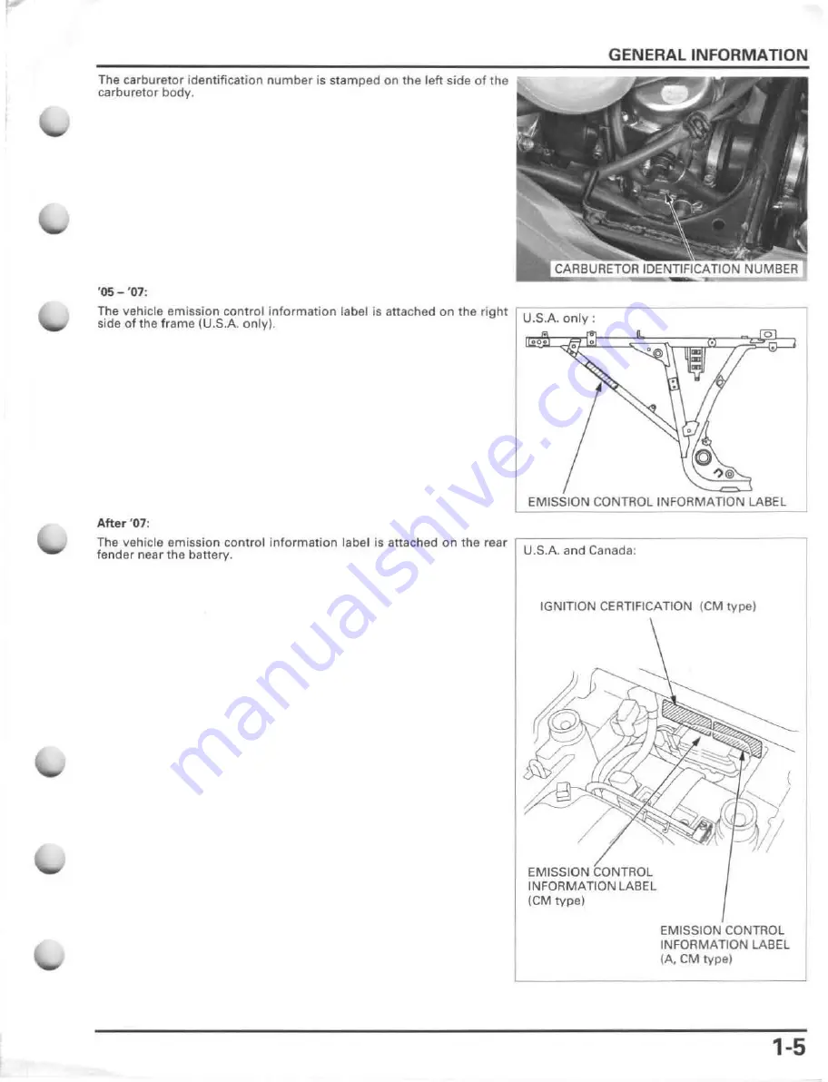 Honda FourTrax Foreman Rubicon 2005 Service Manual Download Page 9