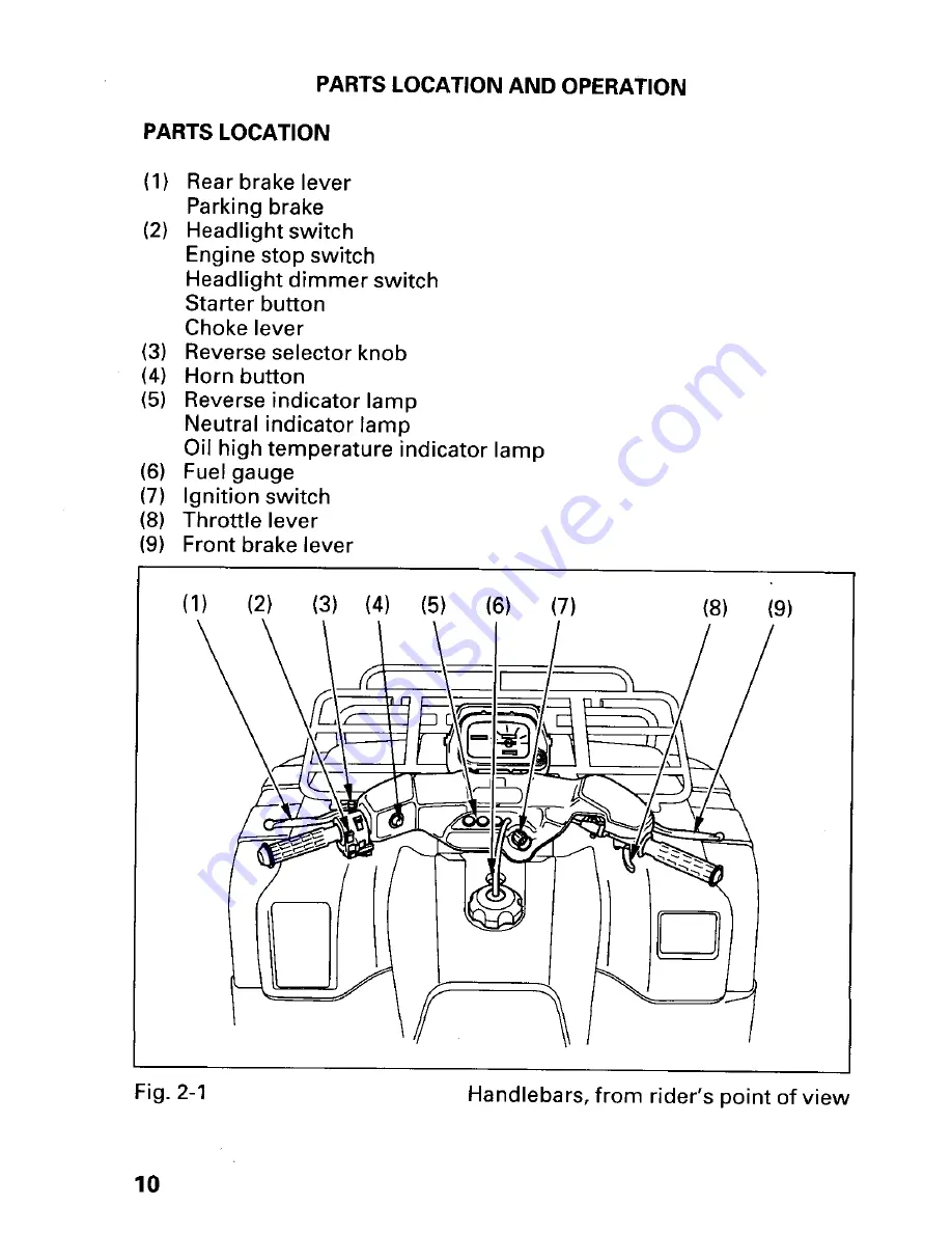 Honda Fourtrax Foreman TRX400FW 1997 Owner'S Manual Download Page 14