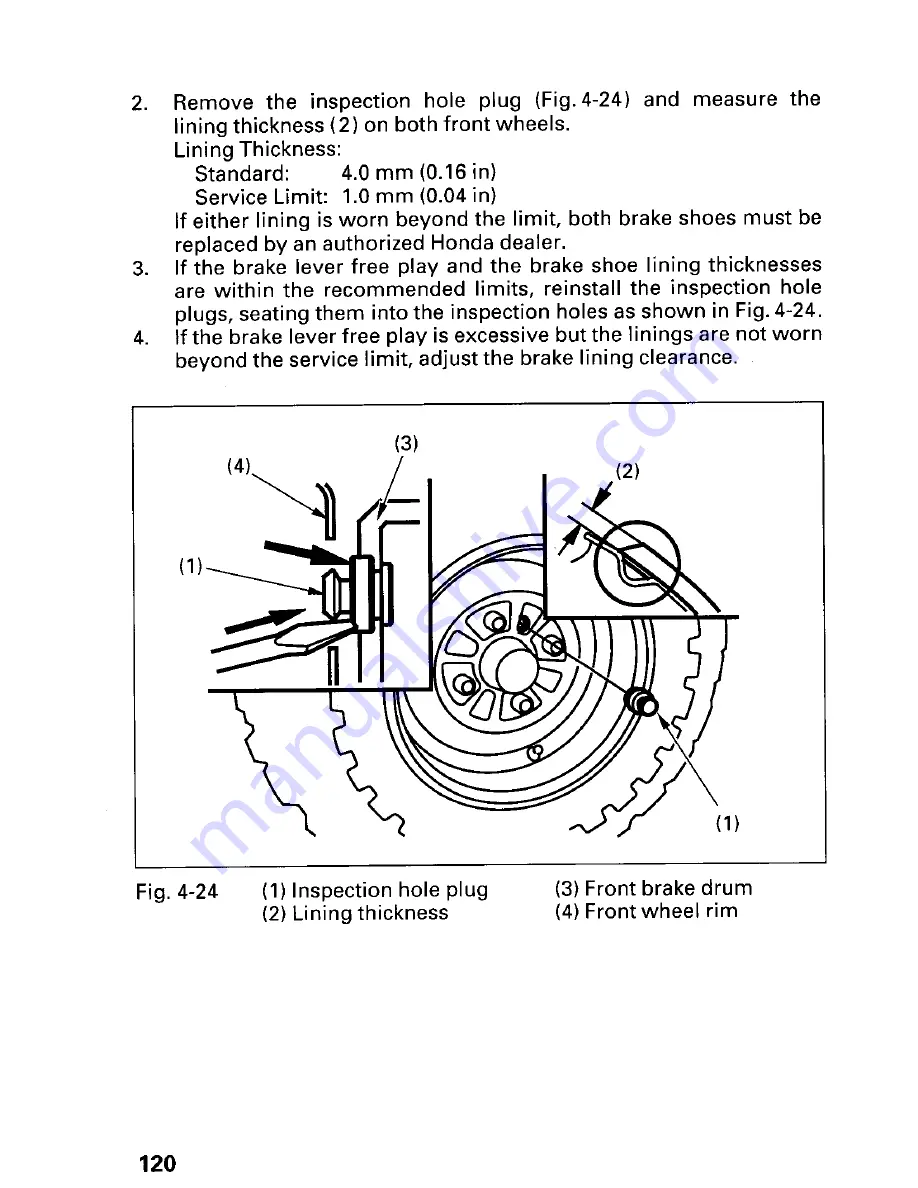 Honda Fourtrax Foreman TRX400FW 1997 Owner'S Manual Download Page 124