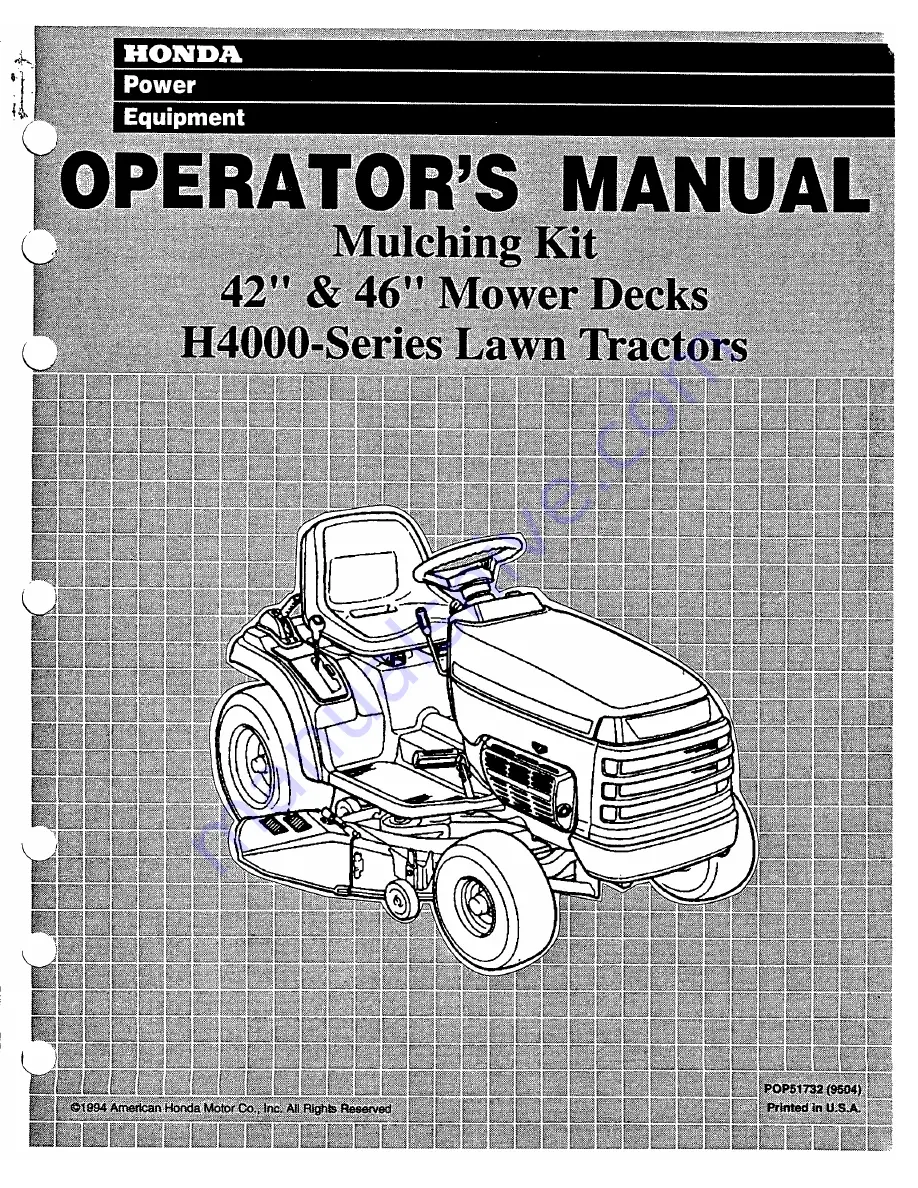 Honda H4000-Series Operator'S Manual Download Page 1