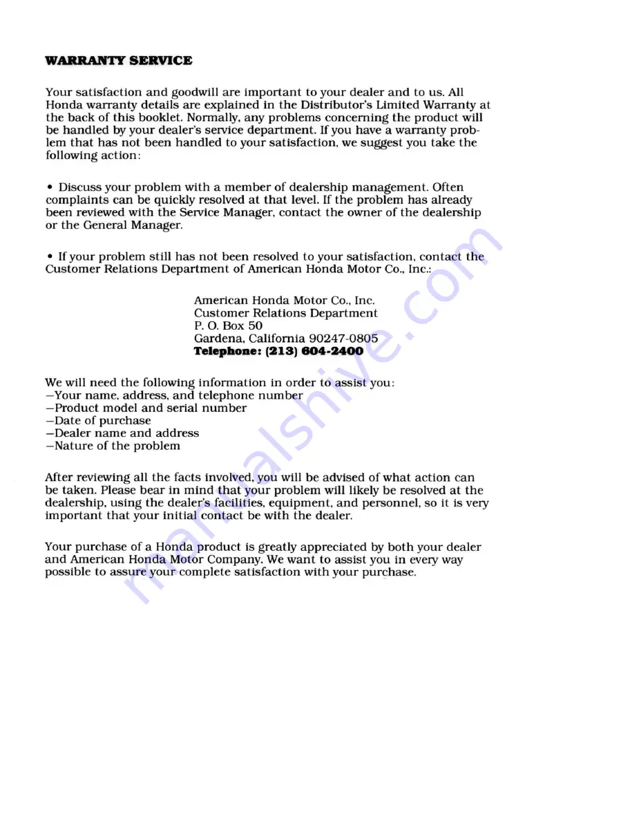 Honda H5518 Operator'S Manual Download Page 2