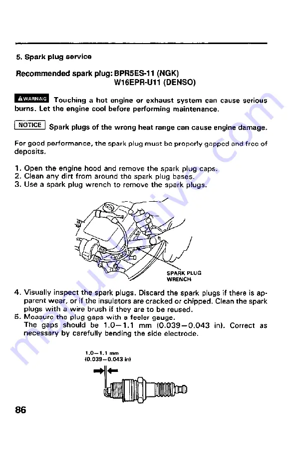 Honda H5518H Owner'S Manual Download Page 88