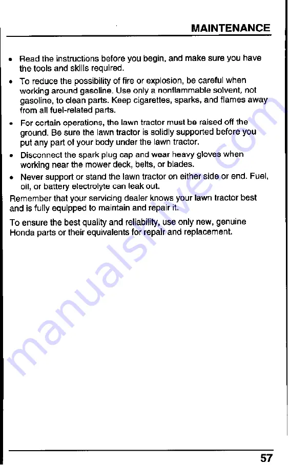 Honda Harmony H2013HDA Owner'S Manual Download Page 59