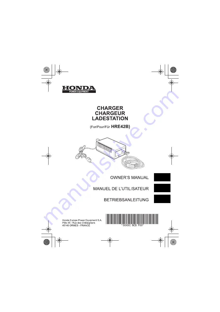 Honda HRE42B Owner'S Manual Download Page 1