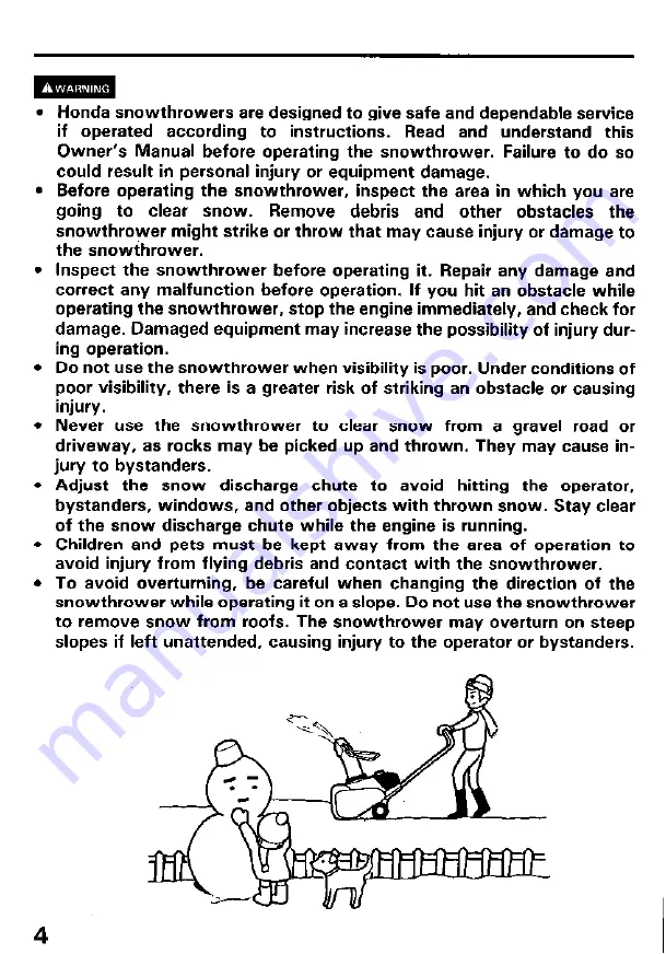 Honda HS521 Owner'S Manual Download Page 5