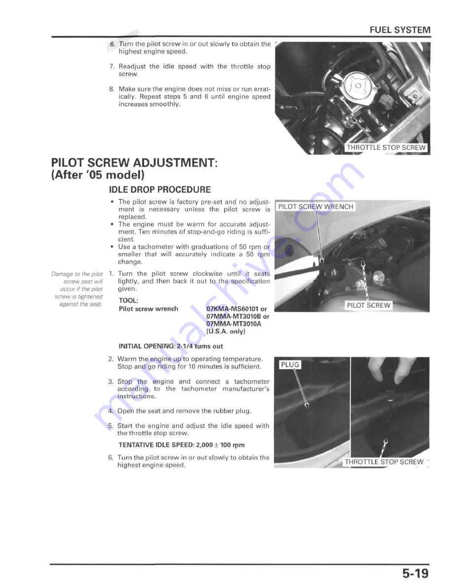 Honda Metropolitan CHF50 Service Manual Download Page 105