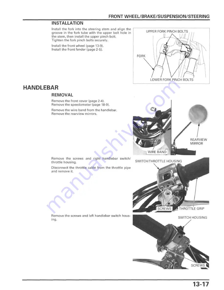 Honda Metropolitan CHF50 Service Manual Download Page 229