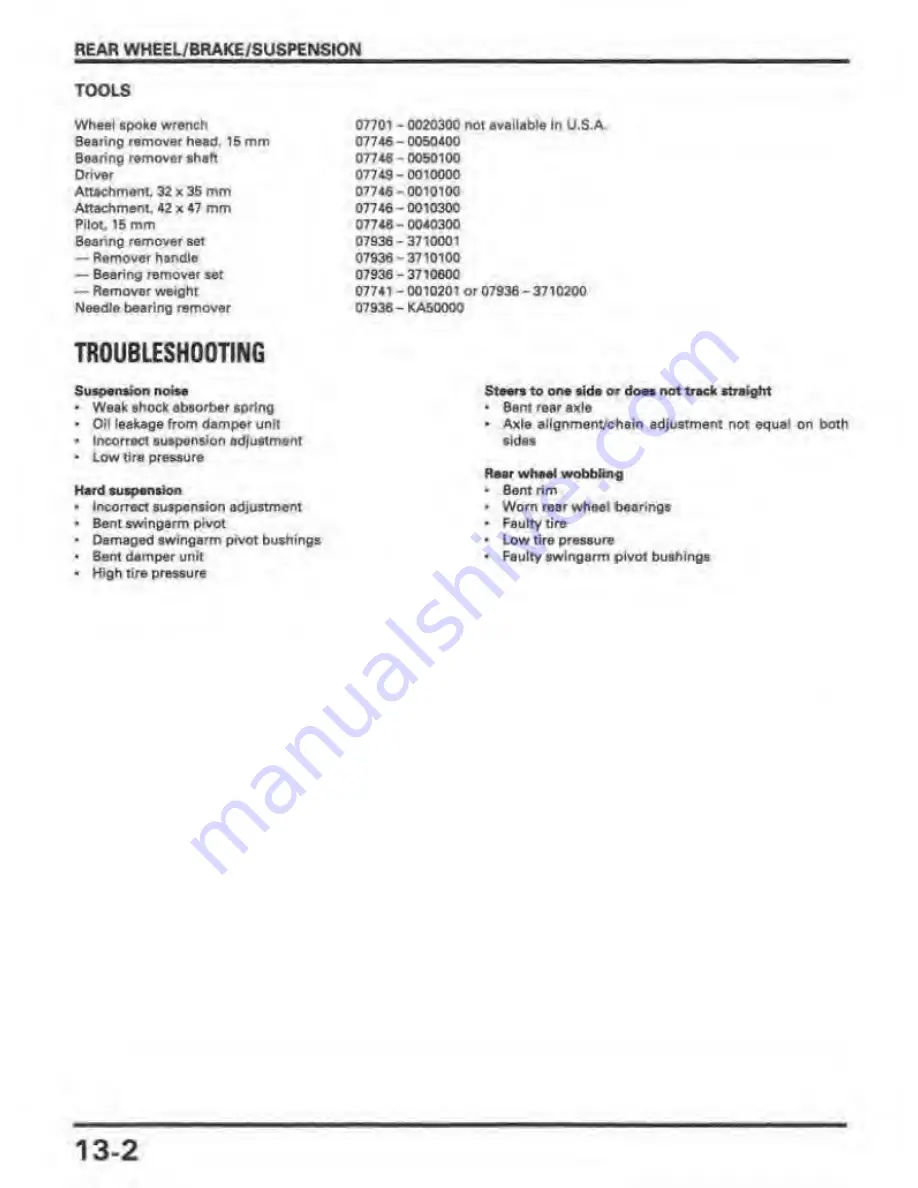 Honda REBEL 250 Service Manual Download Page 187