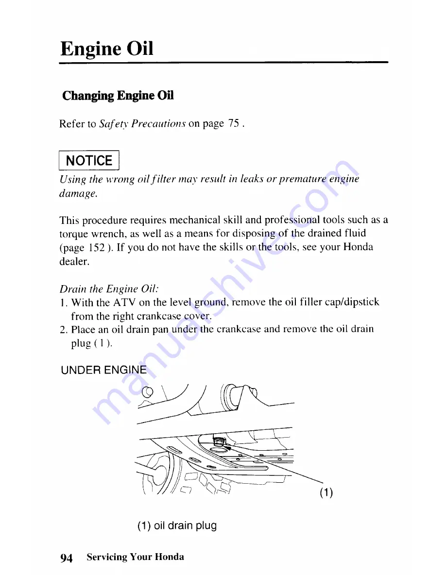 Honda TRX 250EX Sportrax 250EX Owner'S Manual Download Page 104