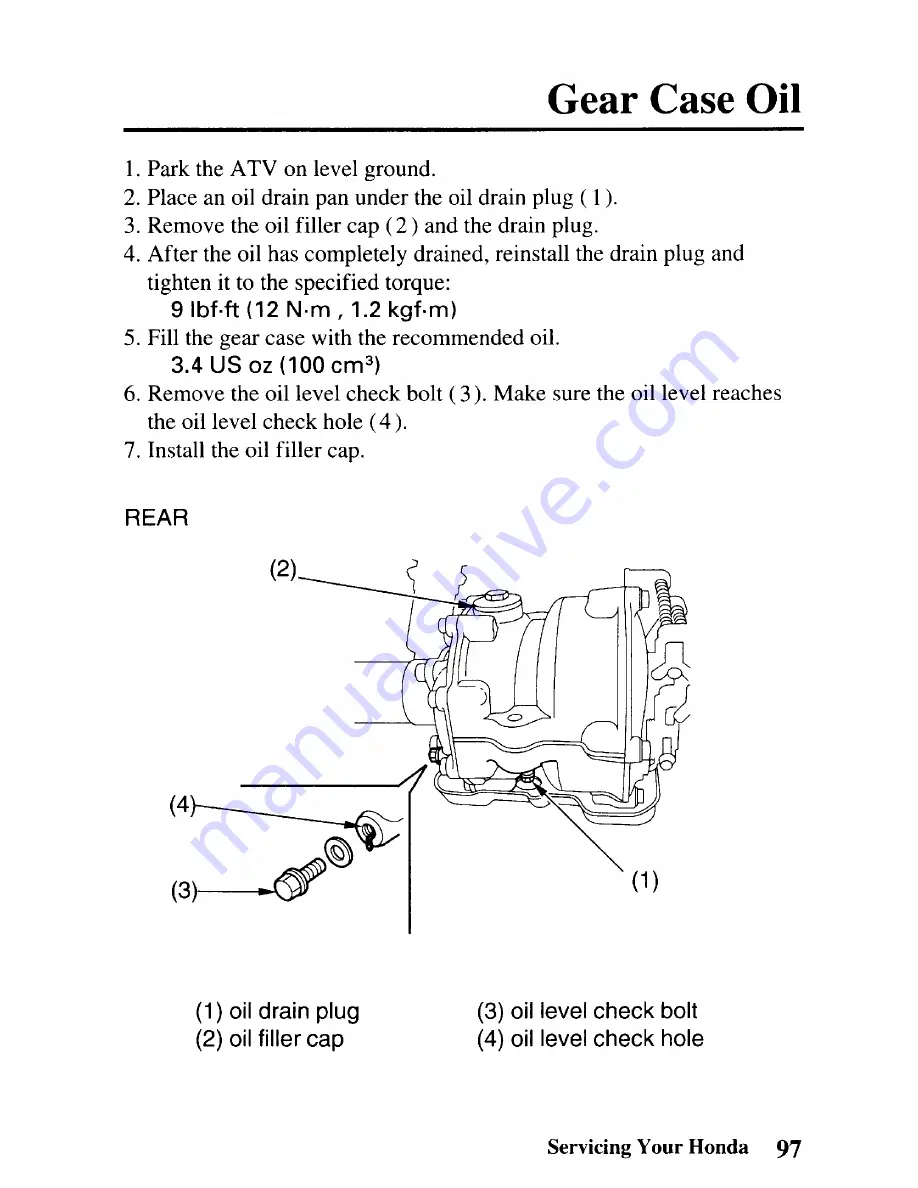 Honda TRX 250EX Sportrax 250EX Owner'S Manual Download Page 107