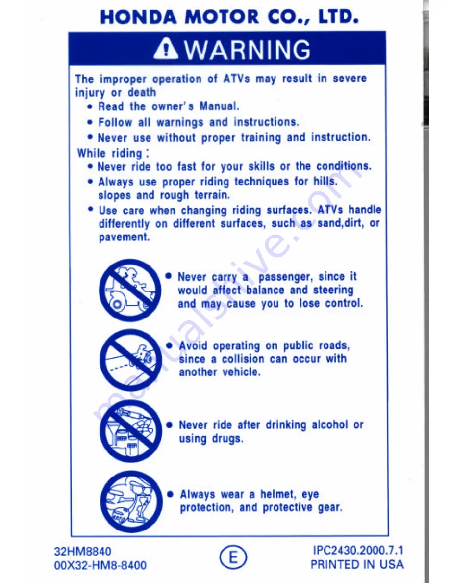 Honda TRX250 Owner'S Manual Download Page 155