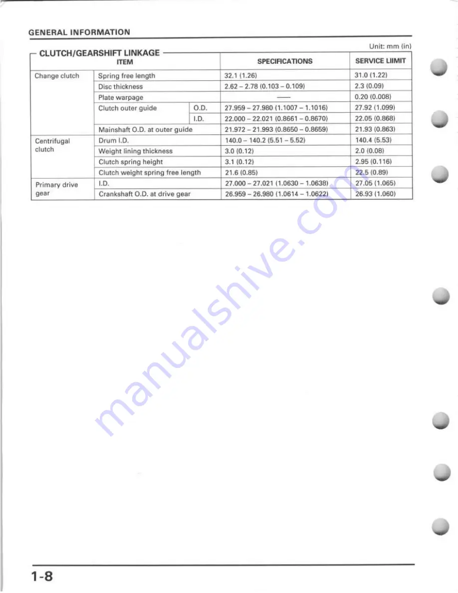 Honda TRX400FW Service Manual Download Page 12