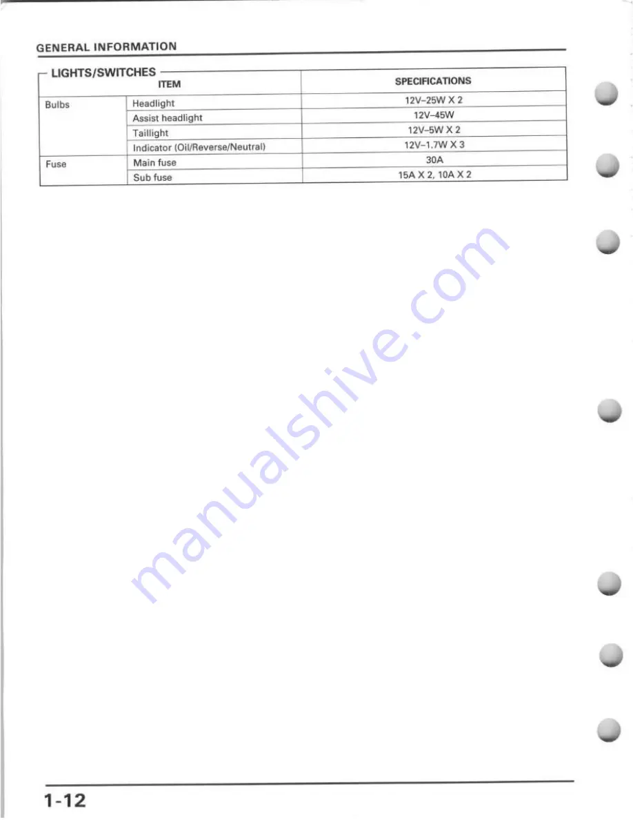 Honda TRX400FW Service Manual Download Page 16