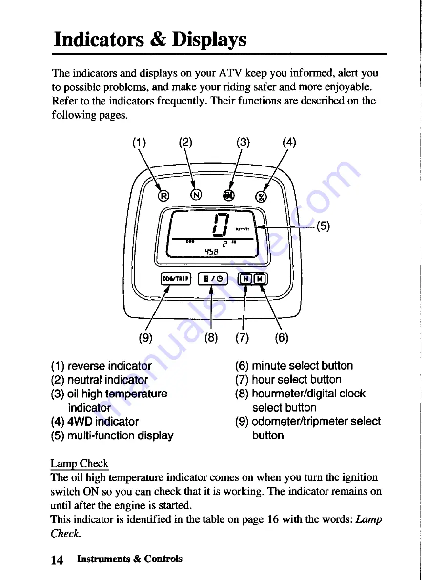 Honda TRX450FM FourTrax Foreman FM Owner'S Manual Download Page 22