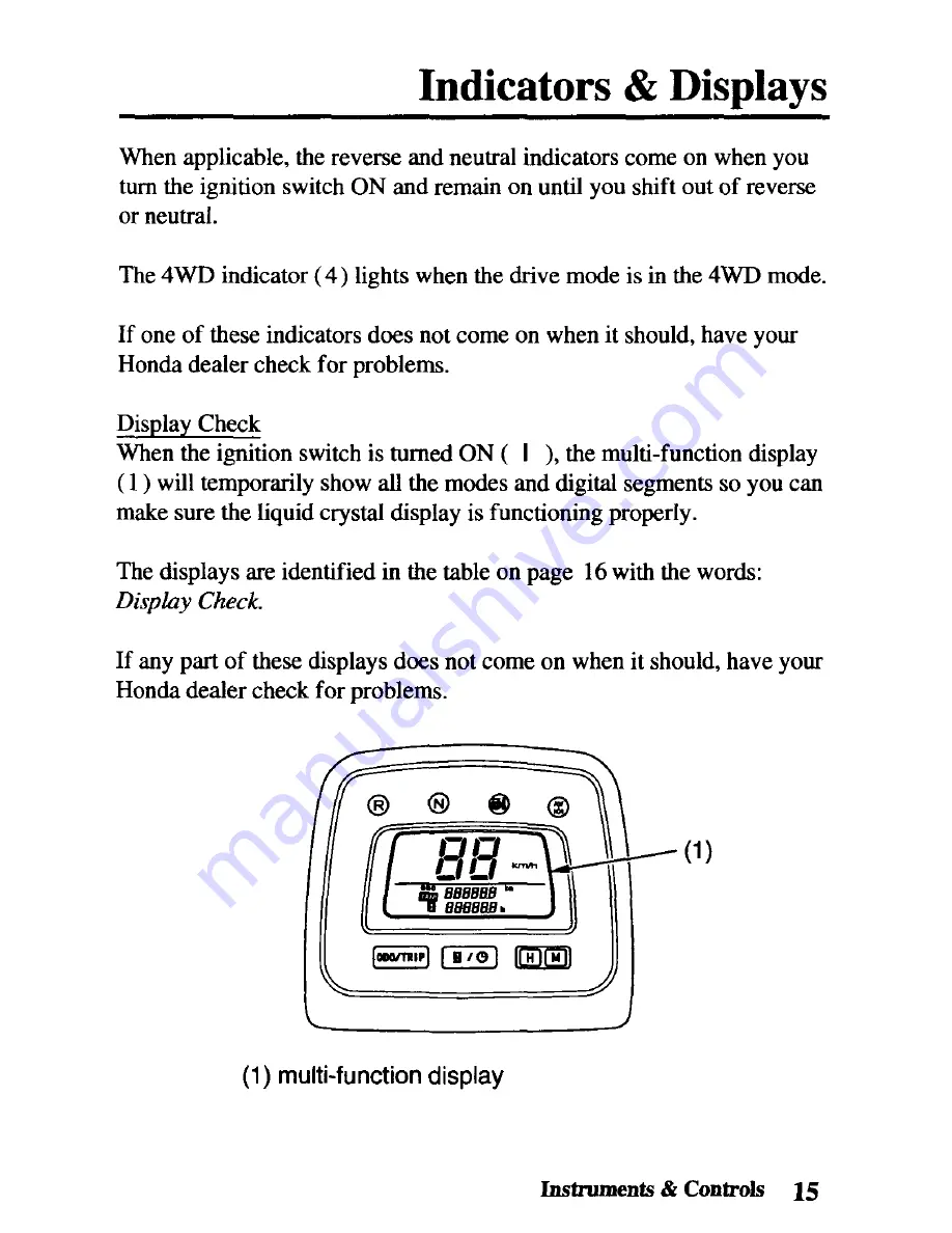 Honda TRX450FM FourTrax Foreman FM Owner'S Manual Download Page 23