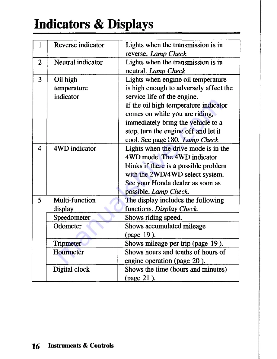 Honda TRX450FM FourTrax Foreman FM Owner'S Manual Download Page 24