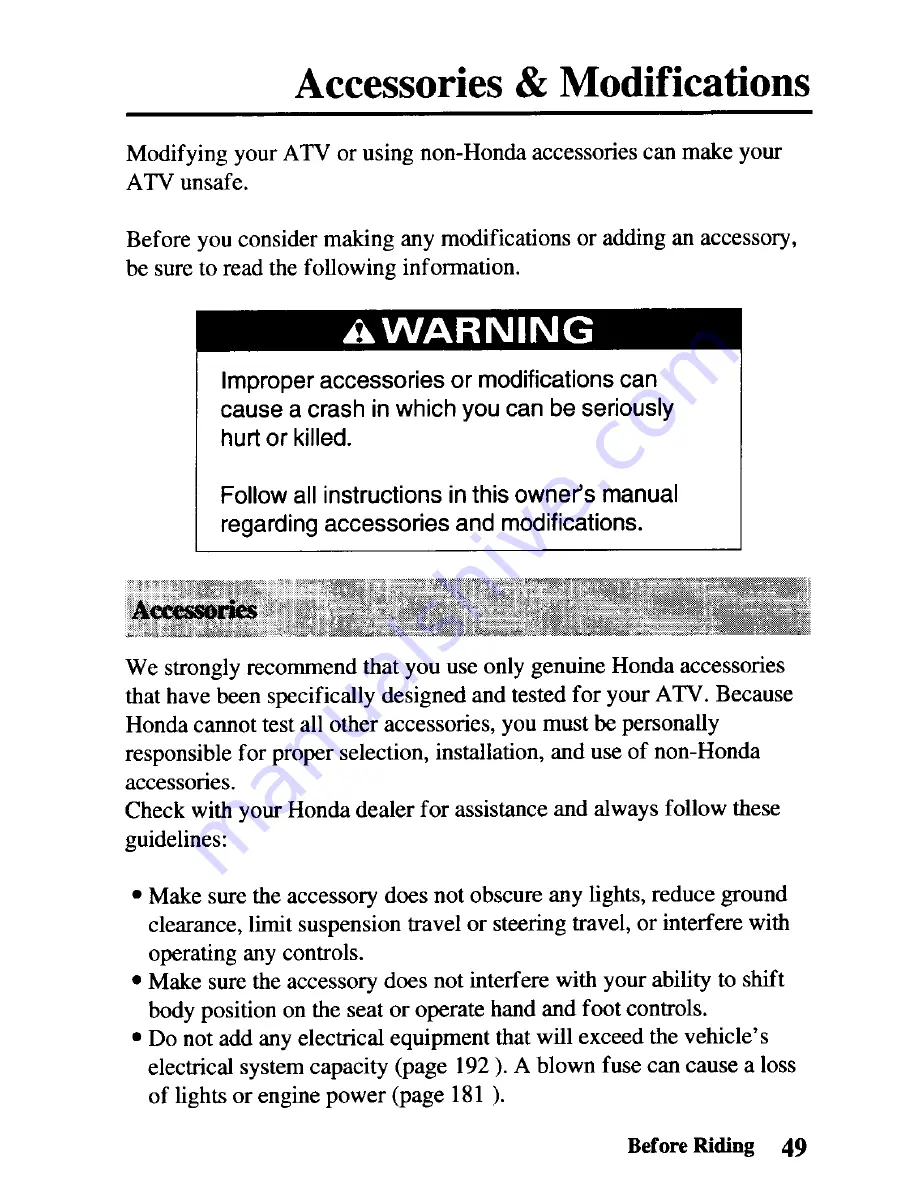 Honda TRX450FM FourTrax Foreman FM Owner'S Manual Download Page 57