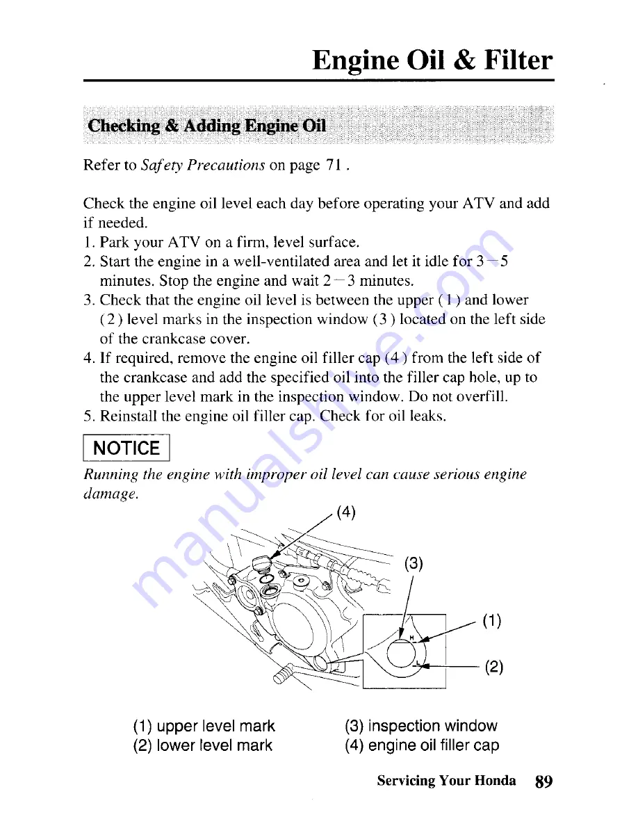 Honda TRX450R 2004 Owner'S Manual Download Page 98