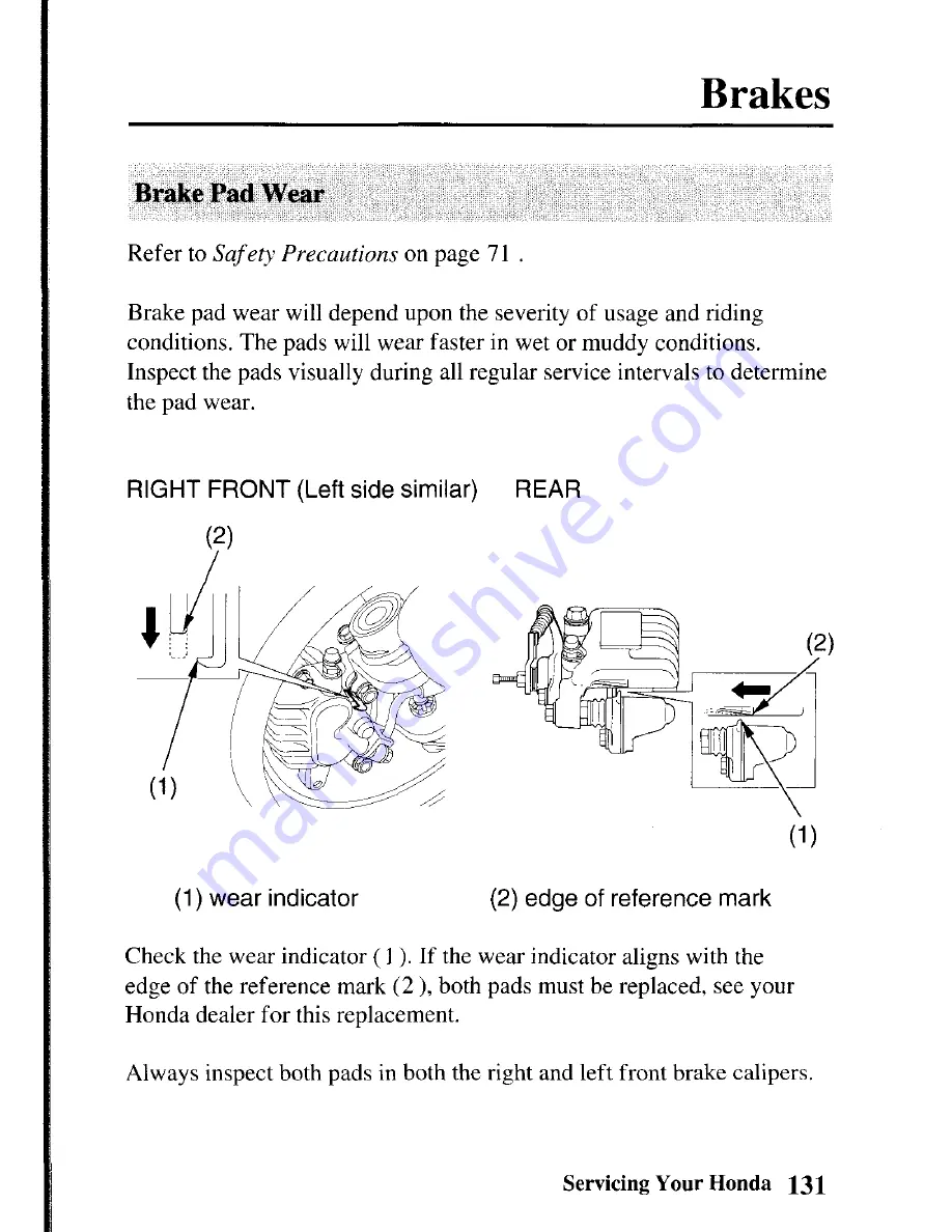 Honda TRX450R 2004 Owner'S Manual Download Page 140