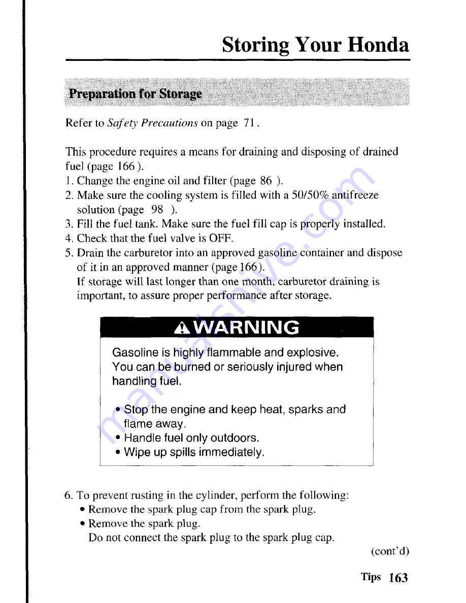 Honda TRX450R 2004 Owner'S Manual Download Page 172