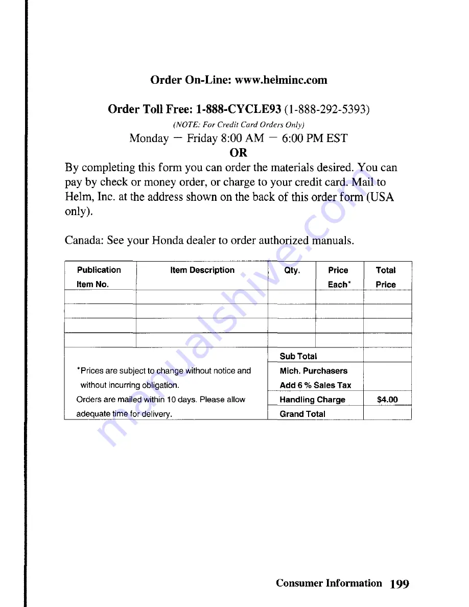 Honda TRX450R 2004 Owner'S Manual Download Page 207