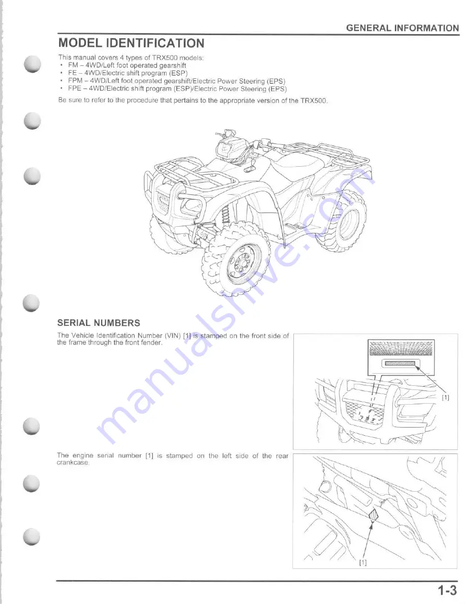 Honda TRX500FE FourTrax Foreman 4x4 ES Скачать руководство пользователя страница 9