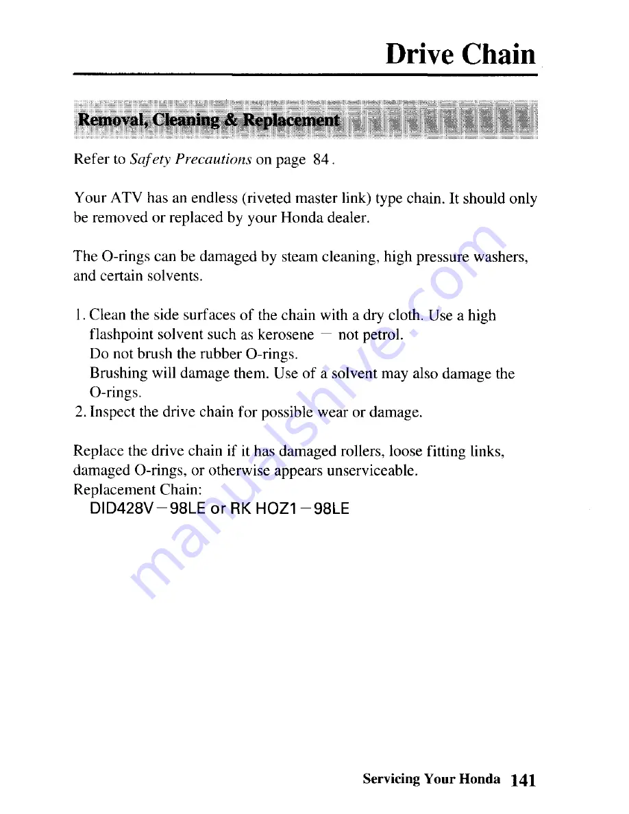 Honda TRX90 Sportrax 90 Owner'S Manual Download Page 147