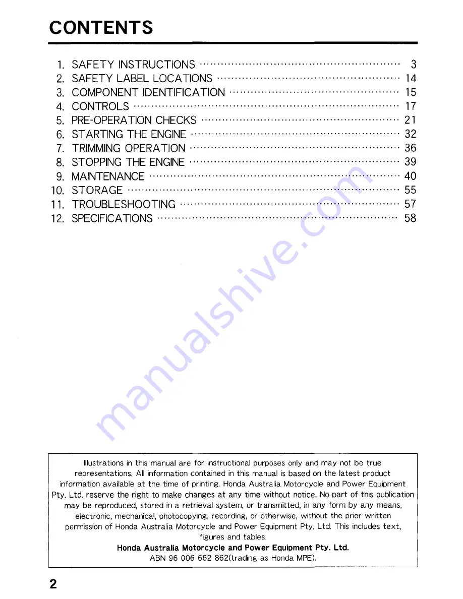 Honda UMK425 Owner'S Manual Download Page 3