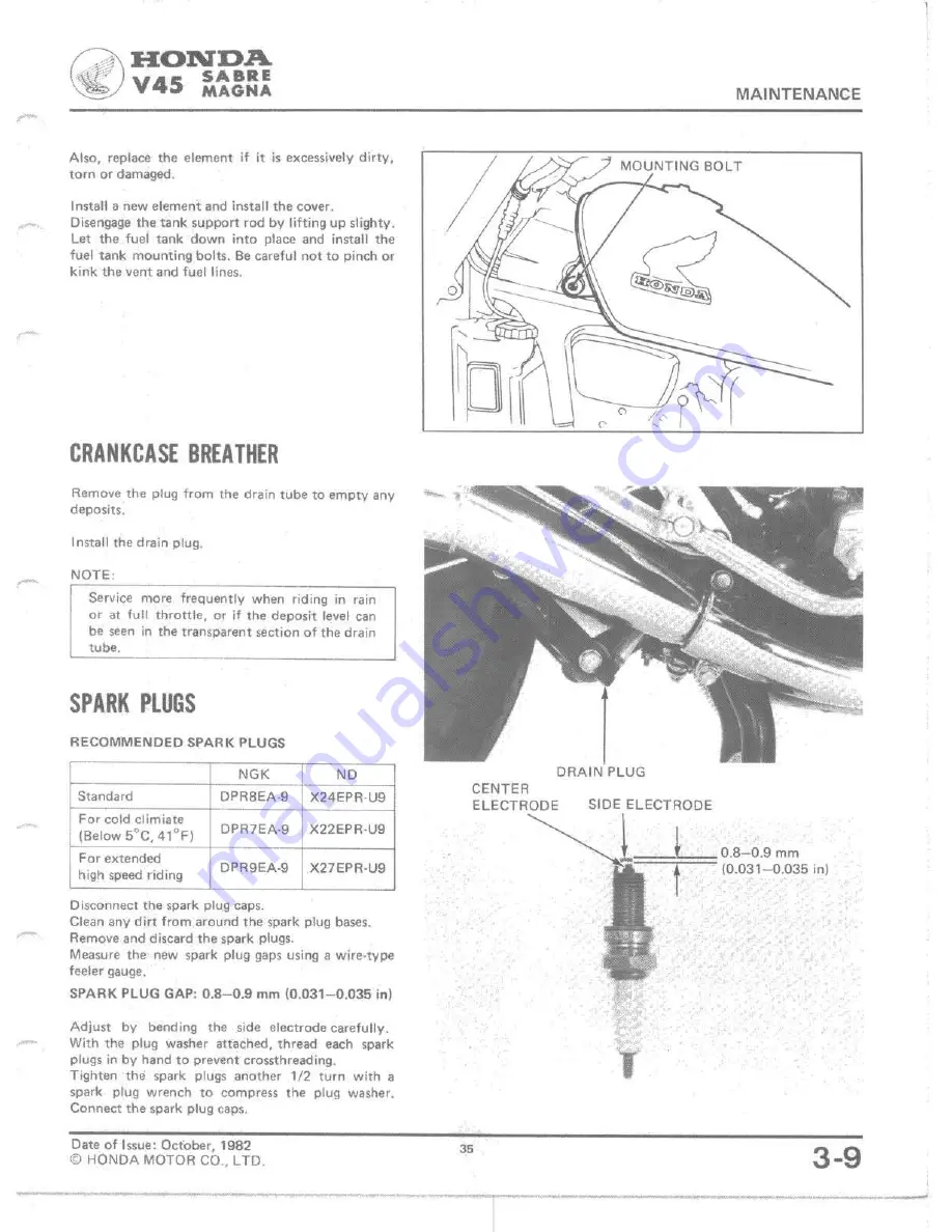 Honda V 45 SABRE-VF750S 1982 Shop Manual Download Page 33