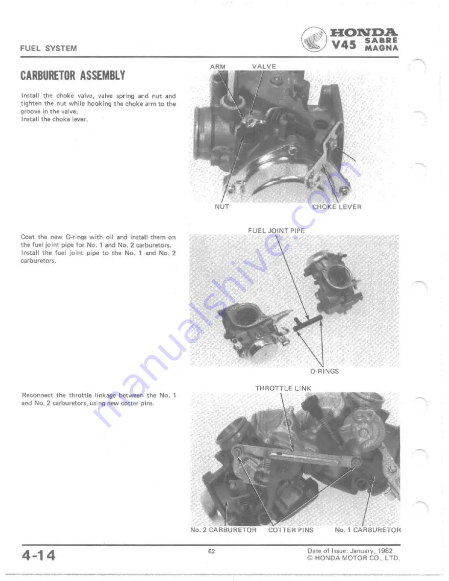 Honda V 45 SABRE-VF750S 1982 Shop Manual Download Page 60