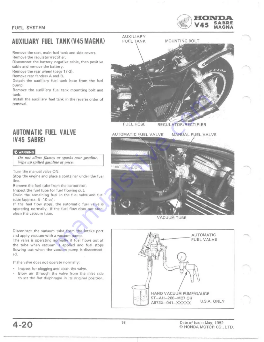 Honda V 45 SABRE-VF750S 1982 Скачать руководство пользователя страница 66