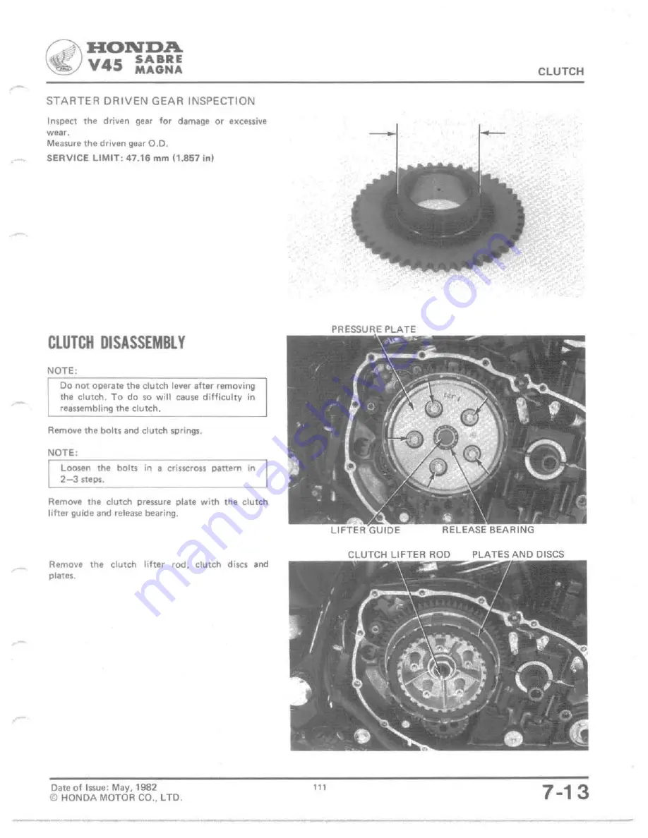 Honda V 45 SABRE-VF750S 1982 Shop Manual Download Page 106