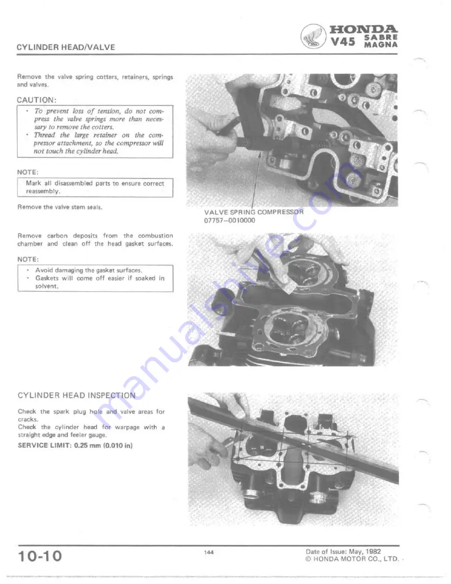 Honda V 45 SABRE-VF750S 1982 Shop Manual Download Page 137