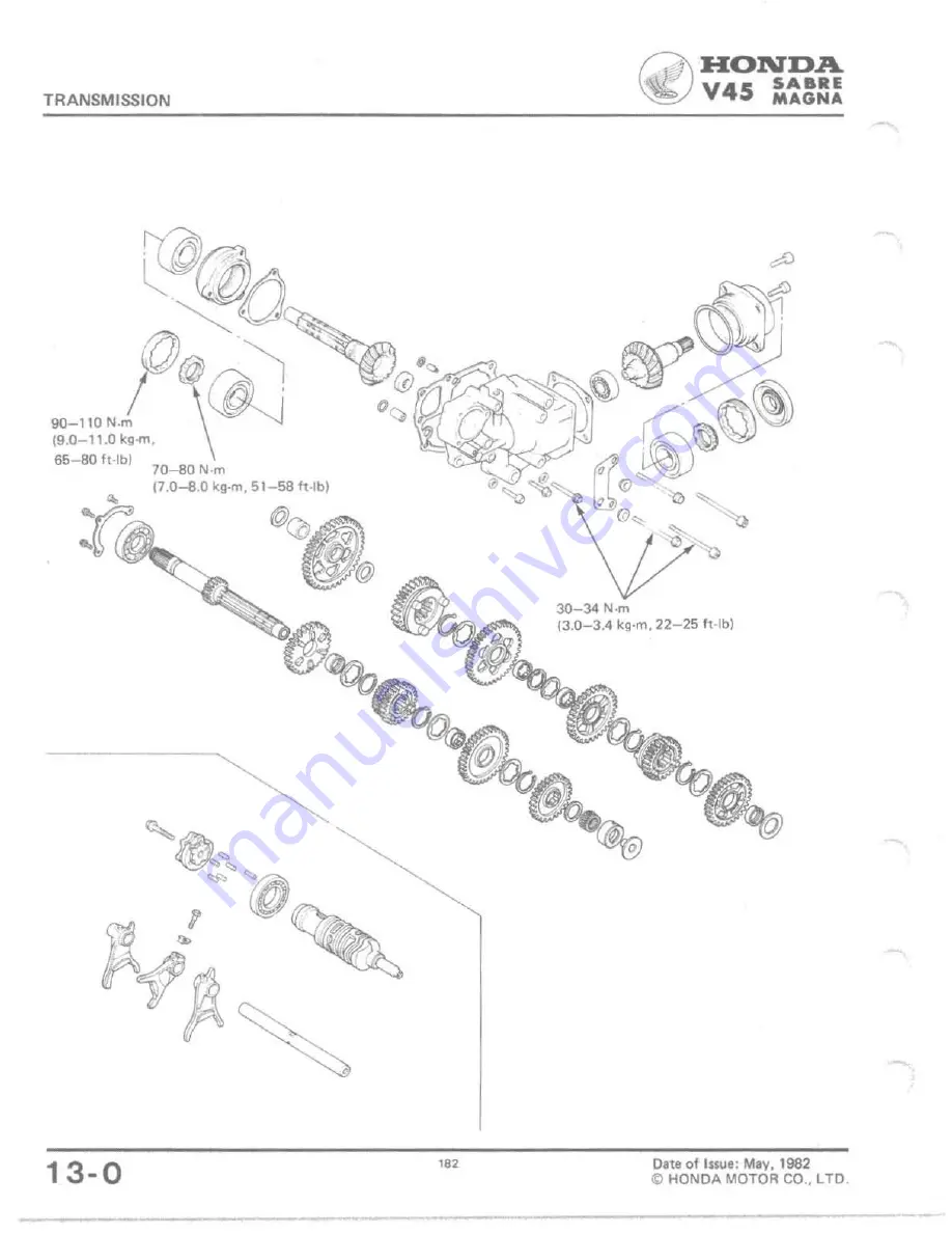 Honda V 45 SABRE-VF750S 1982 Shop Manual Download Page 174