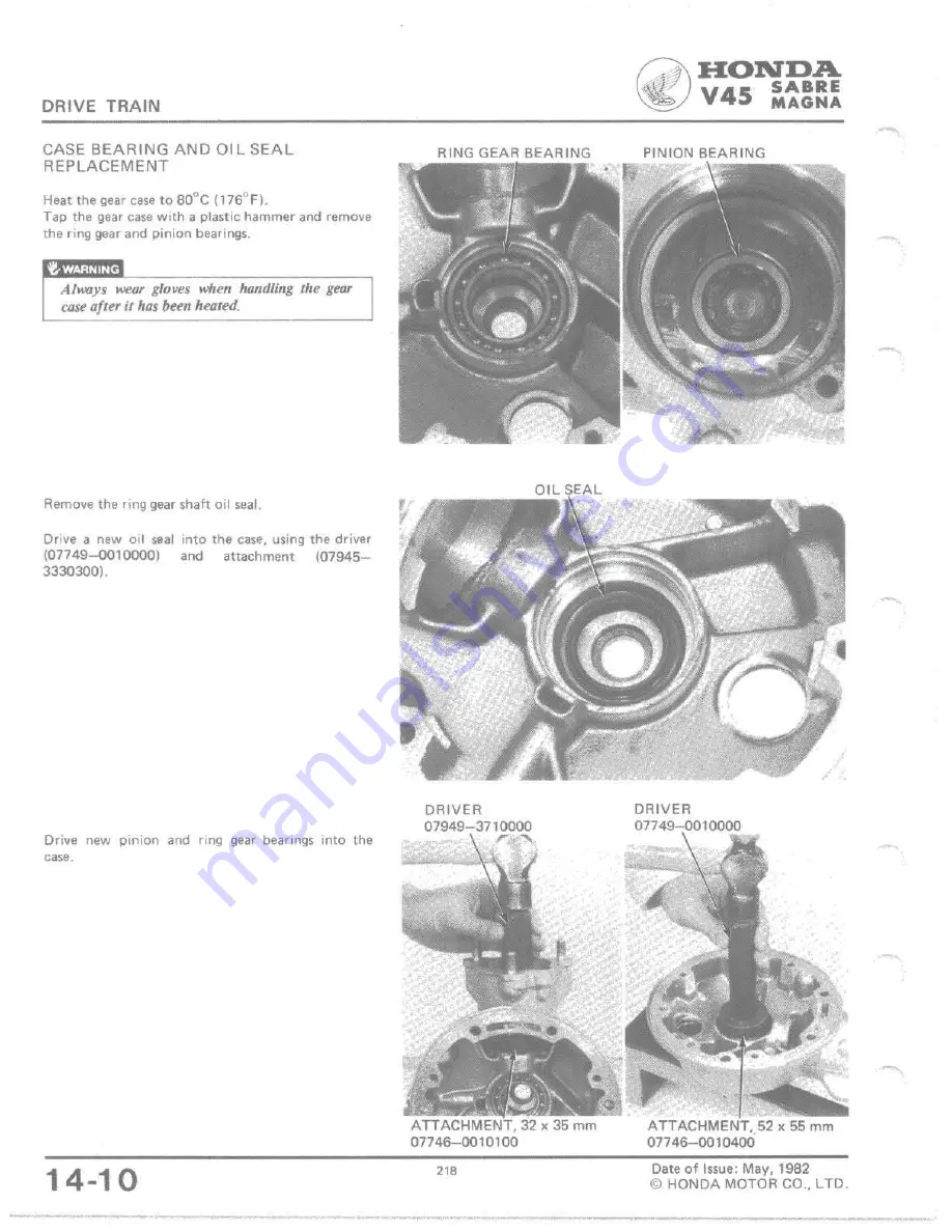 Honda V 45 SABRE-VF750S 1982 Shop Manual Download Page 209