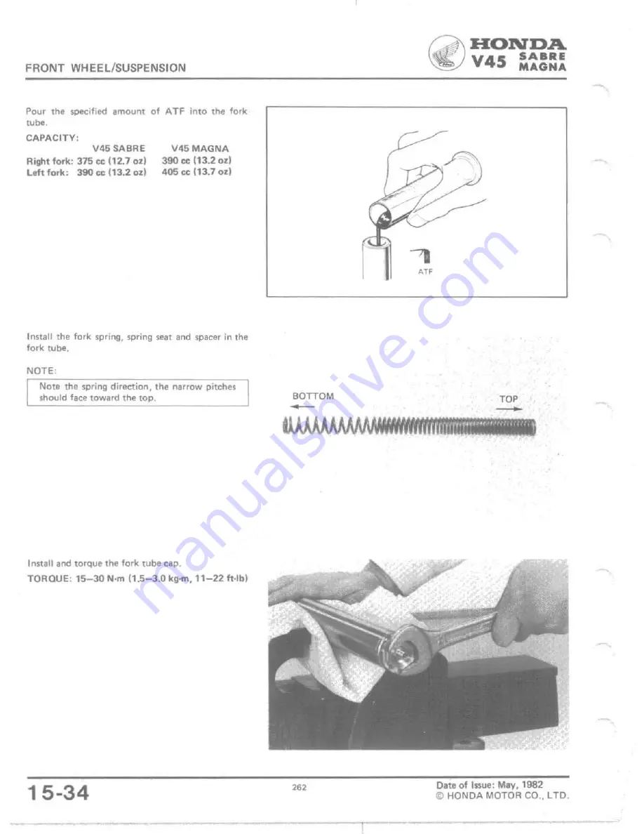 Honda V 45 SABRE-VF750S 1982 Shop Manual Download Page 252