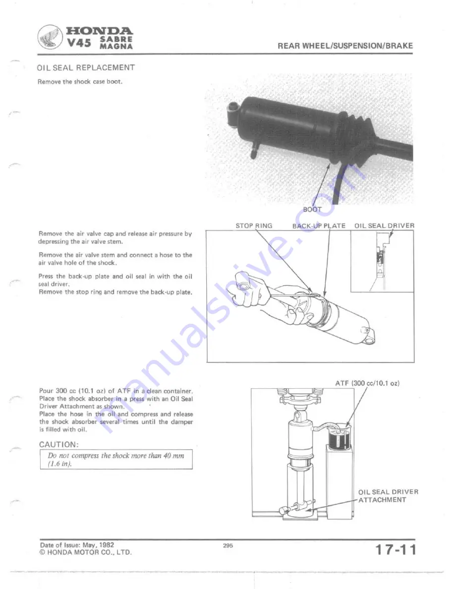 Honda V 45 SABRE-VF750S 1982 Shop Manual Download Page 283