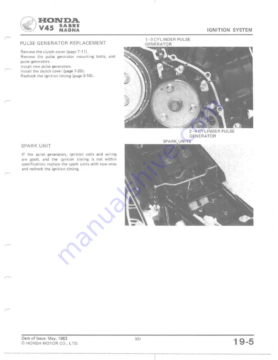 Honda V 45 SABRE-VF750S 1982 Shop Manual Download Page 308