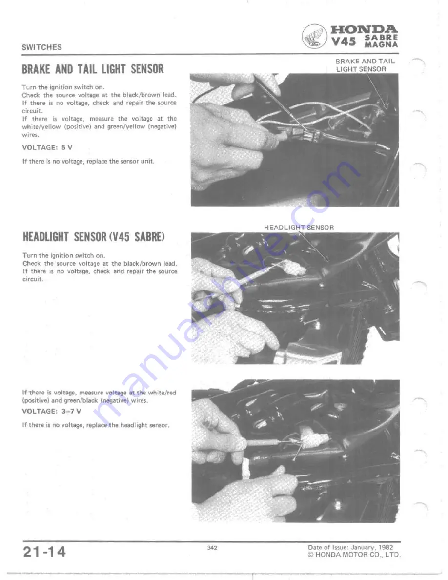 Honda V 45 SABRE-VF750S 1982 Shop Manual Download Page 328