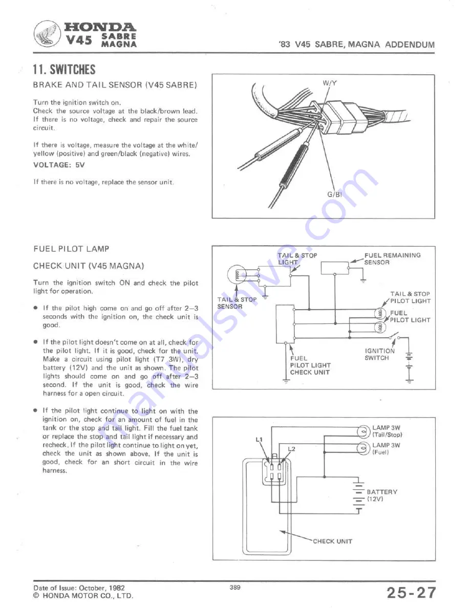 Honda V 45 SABRE-VF750S 1982 Shop Manual Download Page 371