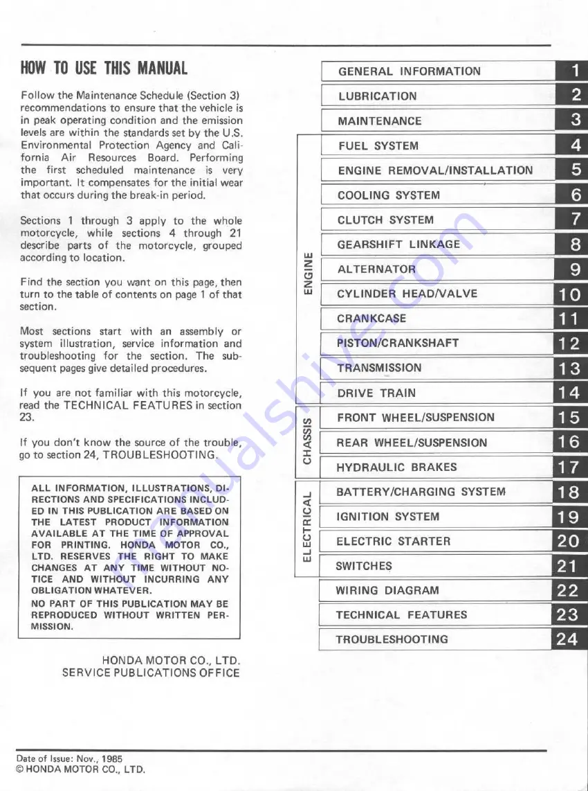 Honda V65 Magna-VF1100C 1983 Shop Manual Download Page 2