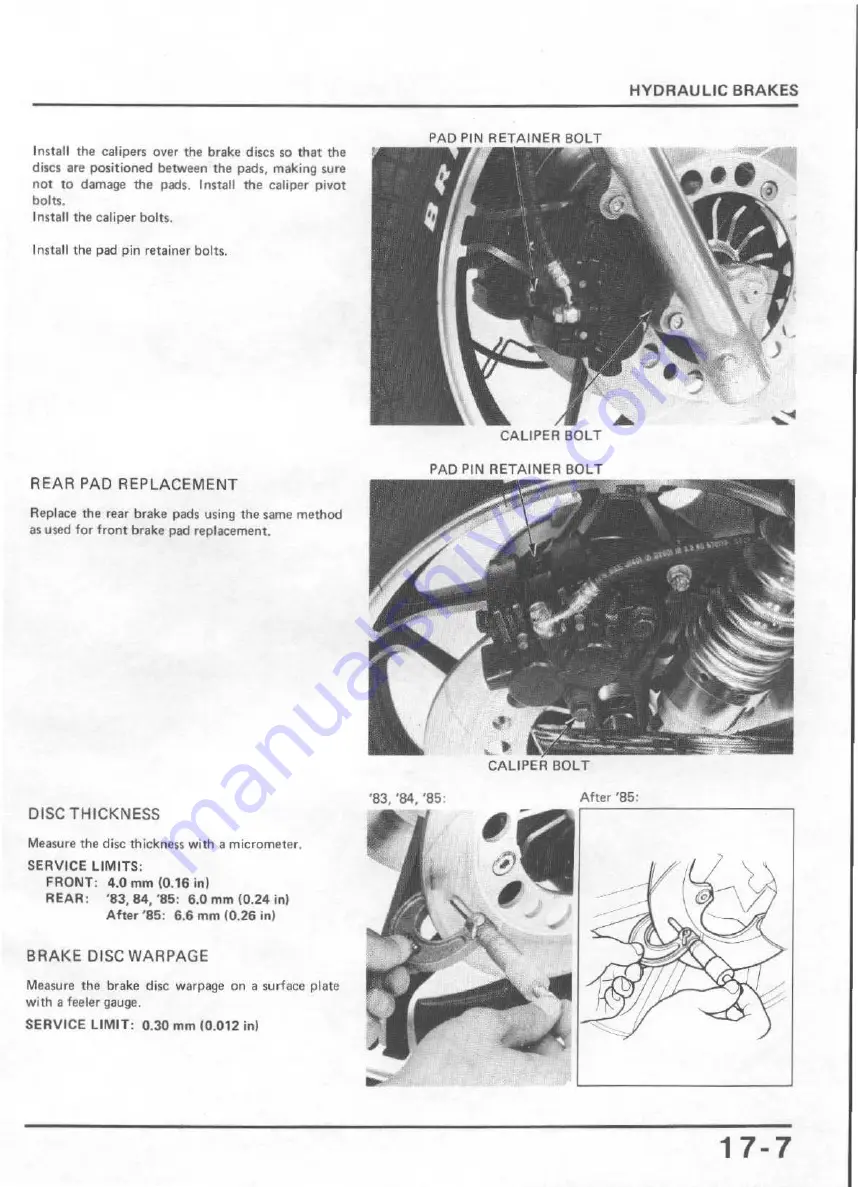 Honda V65 Magna-VF1100C 1983 Shop Manual Download Page 300