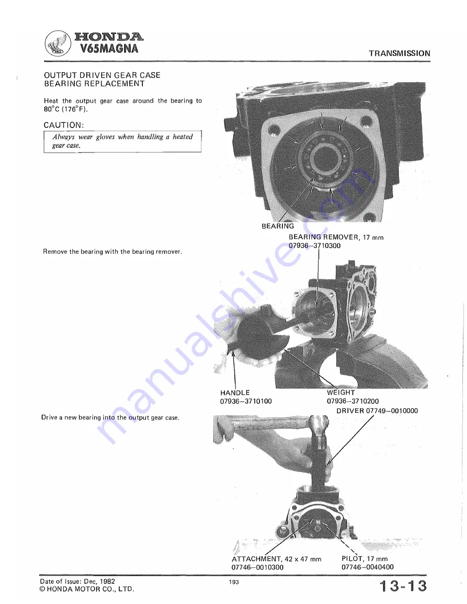 Honda V65 MAGNA Shop Manual Download Page 194