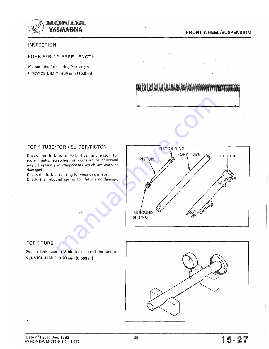 Honda V65 MAGNA Shop Manual Download Page 252