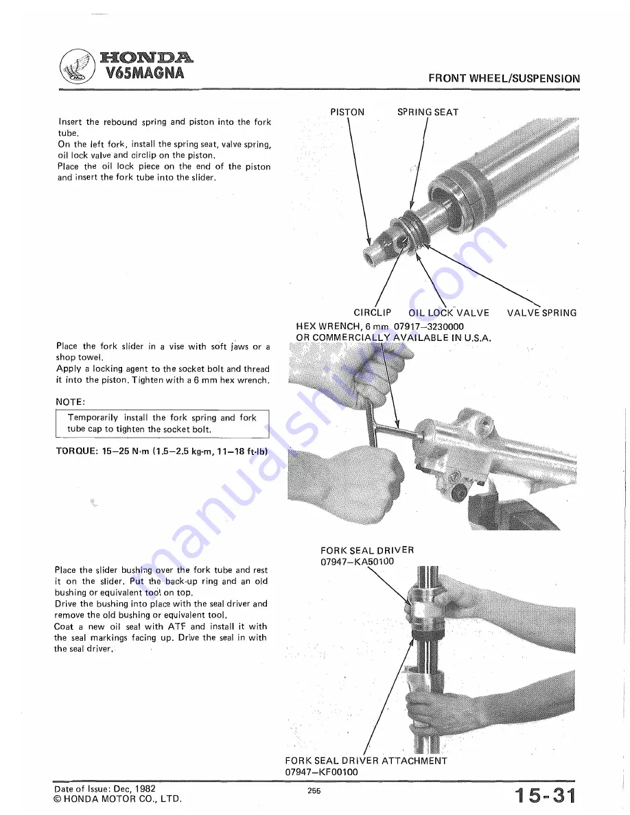 Honda V65 MAGNA Shop Manual Download Page 256