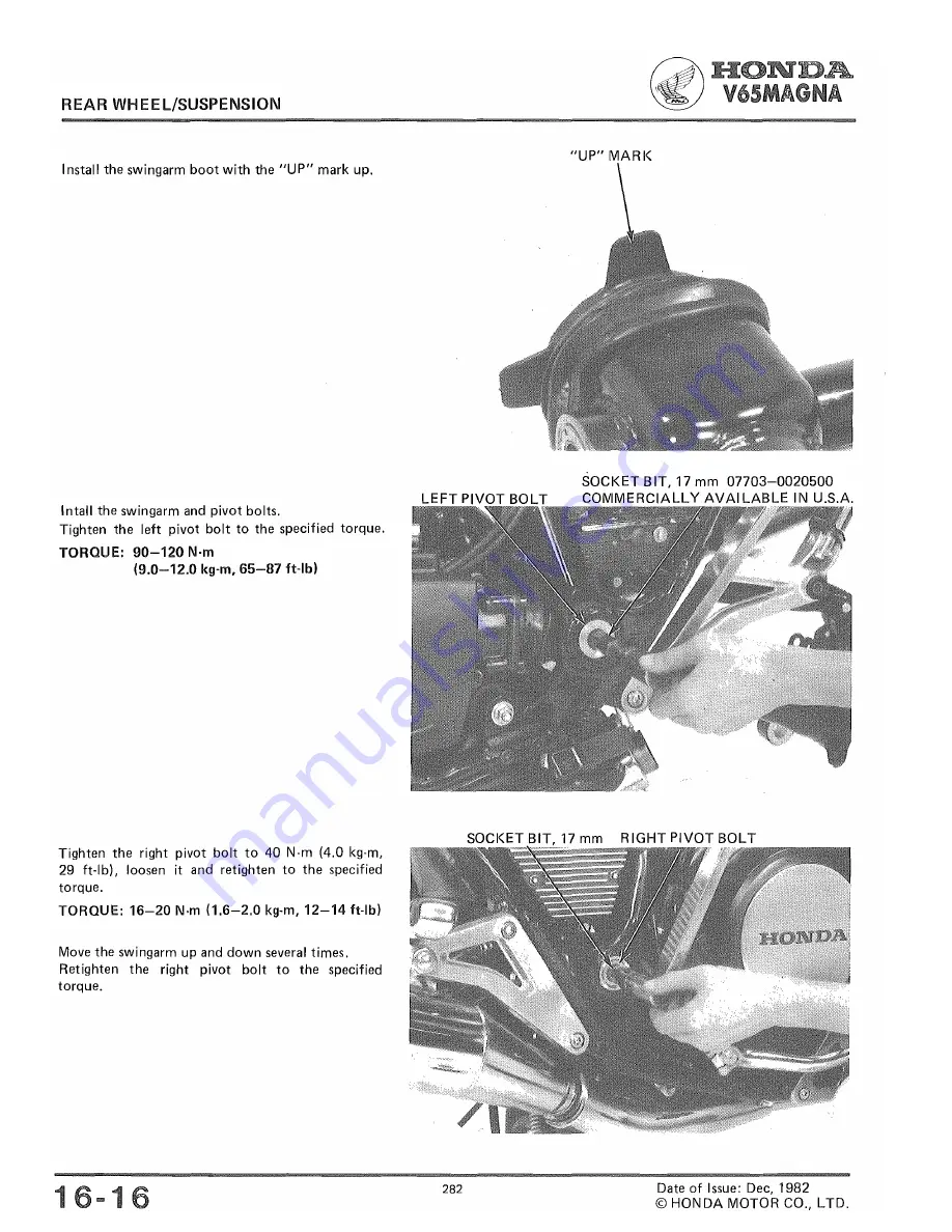 Honda V65 MAGNA Shop Manual Download Page 283