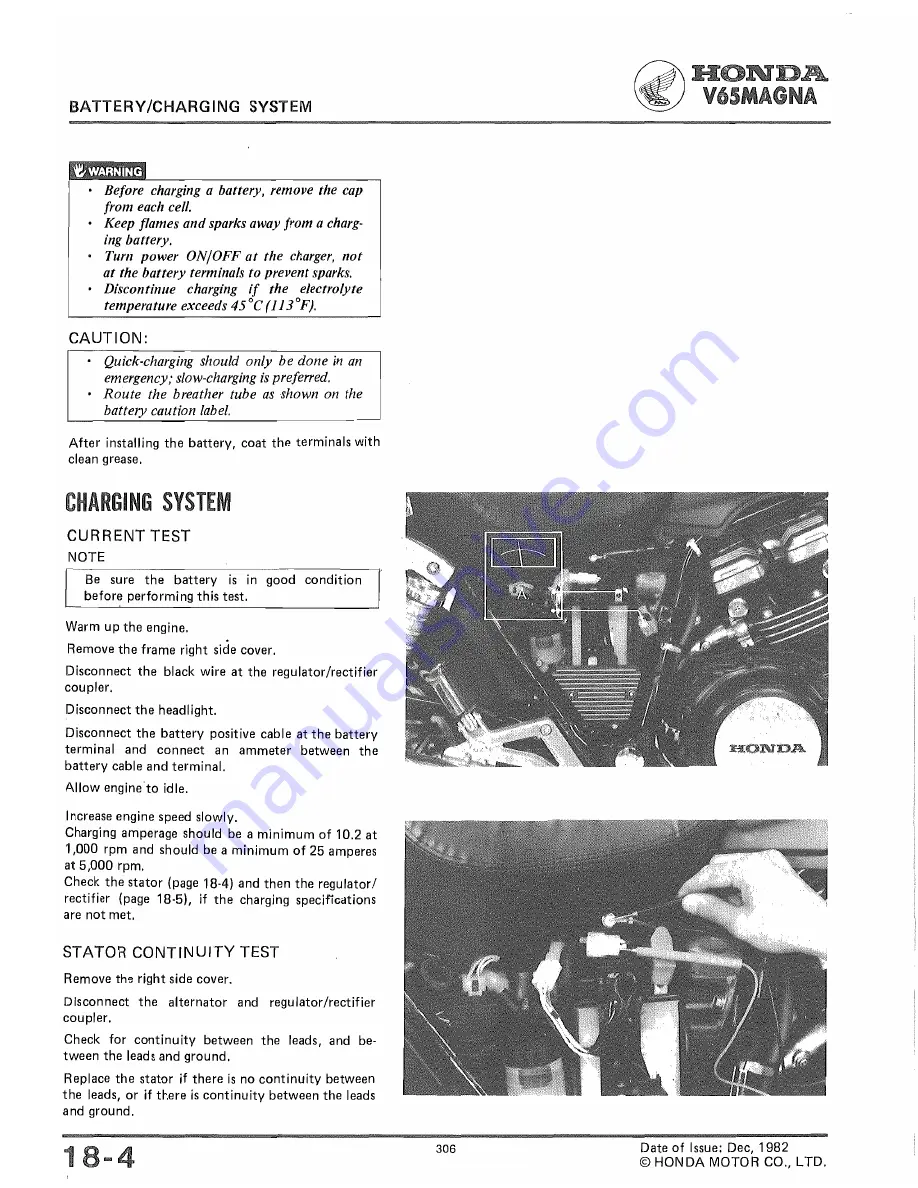 Honda V65 MAGNA Shop Manual Download Page 307