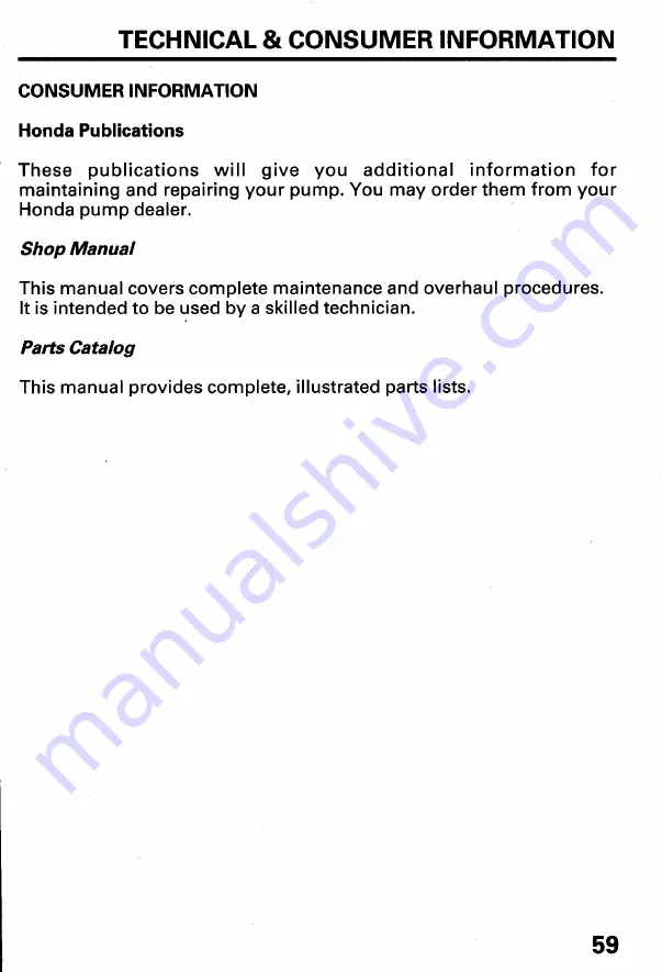 Honda WN20 Owner'S Manual Download Page 61