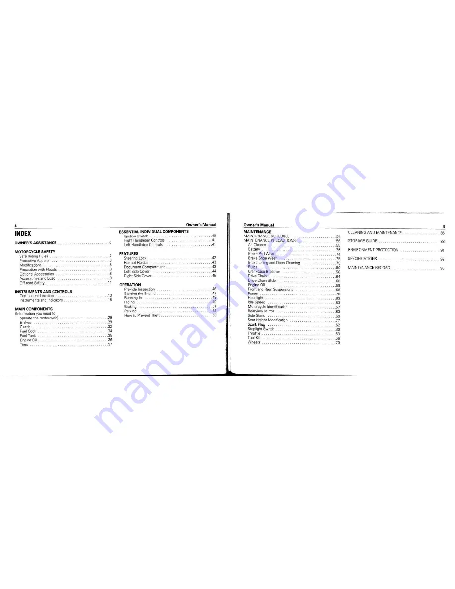 Honda XR250 Tornado Owner'S Manual Download Page 4