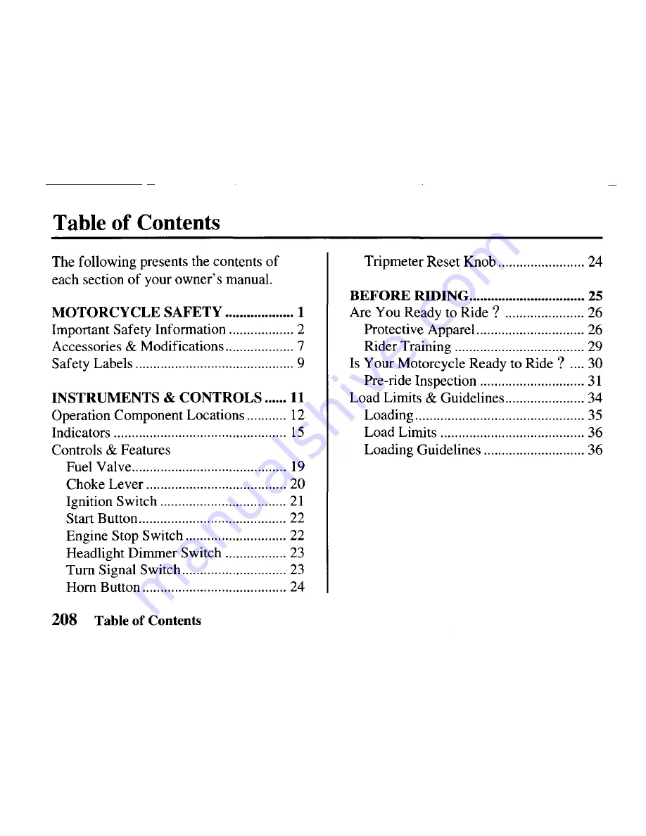 Honda XR650L Owner'S Manual Download Page 216